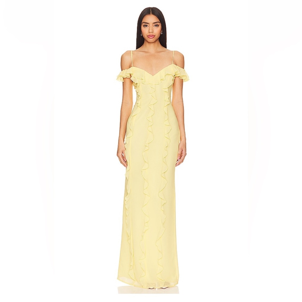 Lovers + Friends Marisol Yellow Ruffle Maxi Dress